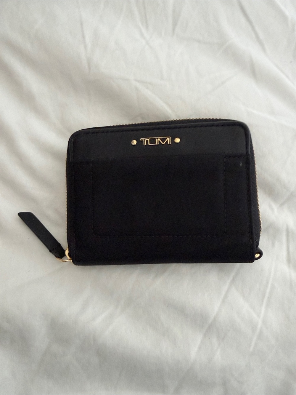 Tumi Black Nylon Zip Wallet with Gold-Tone Logo